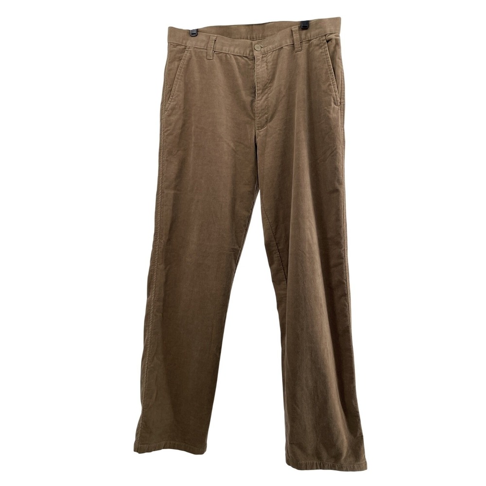Koutons Khaki Pants Men's 34X33 Corduroy Flat‎ Front Straight Leg 100%Cotton